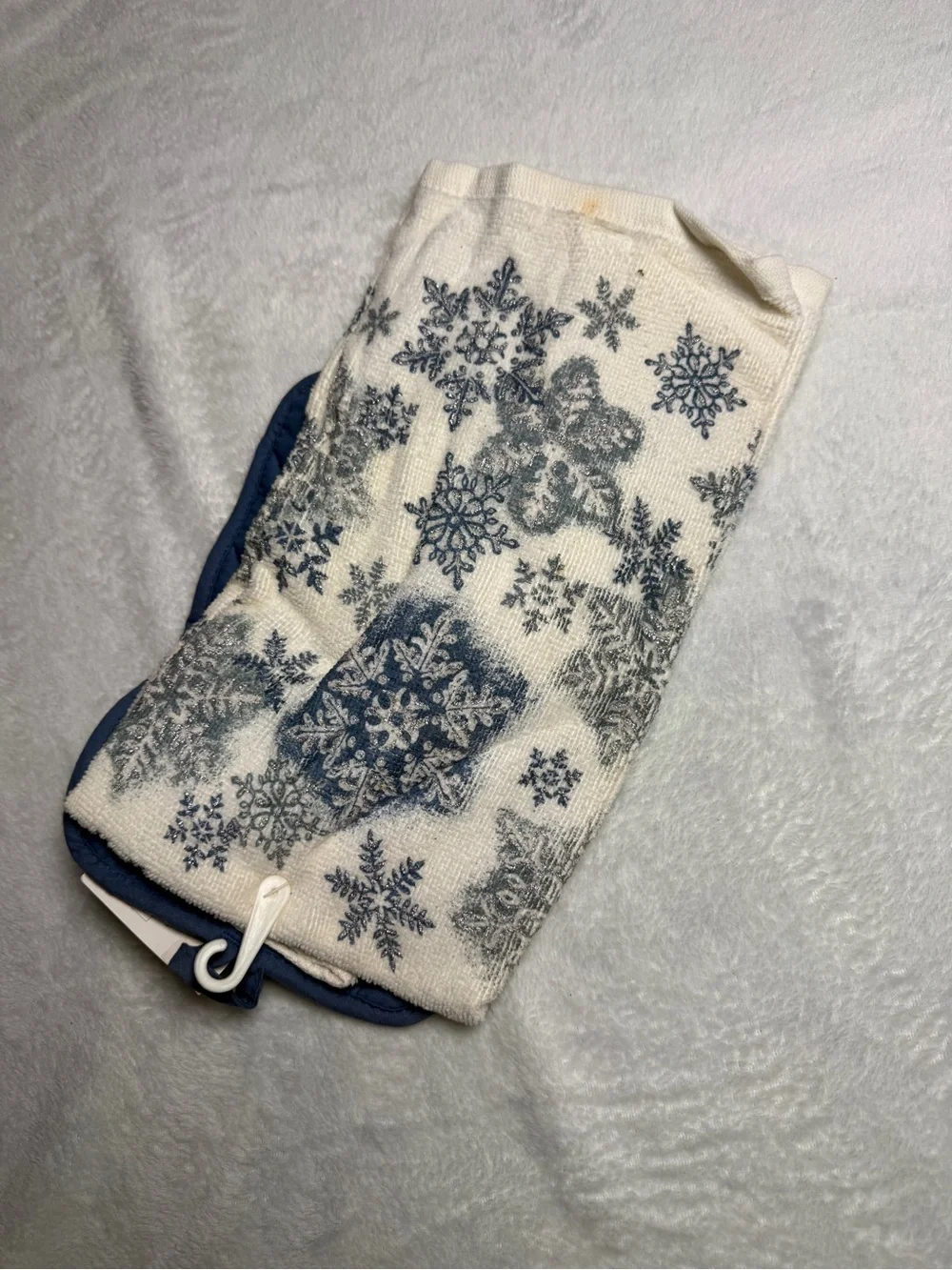 Trim A Home Vintage Blue Snowflake Christmas Kitchen Towel Pot Holder Set NWT